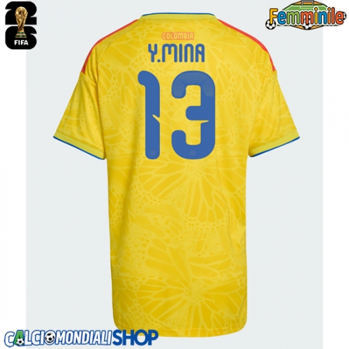 Maglie da calcio Colombia Yerry Mina #13 Prima Maglia Femminile Mondiali 2026  Manica Corta